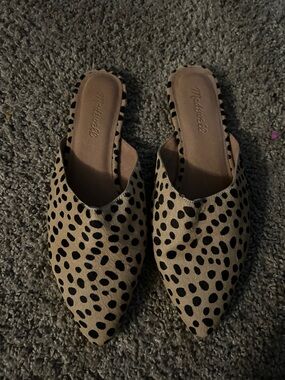 Madden Girl Tan and Black Spotted Pointed-Toe Mules